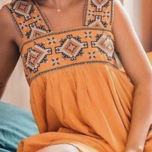 Anthropologie Teofila Embroidered Swing Dress sz L